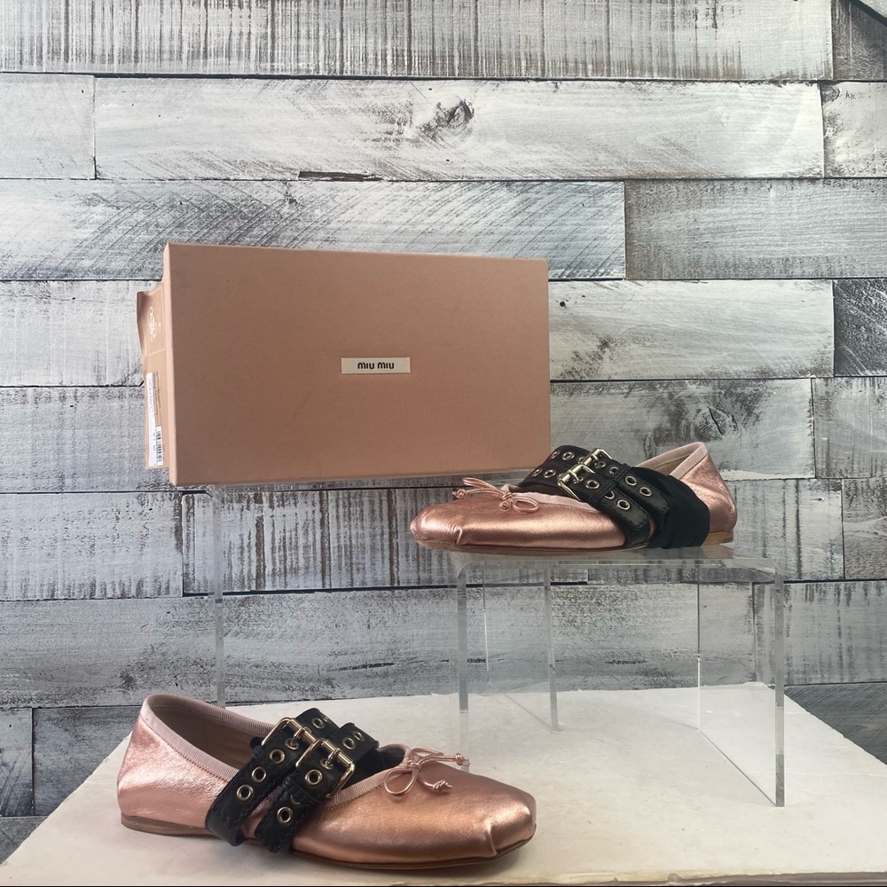 Miu Miu Ballerina lace up flats